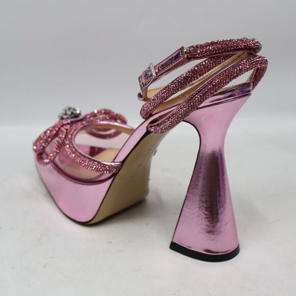 🔥NO ANKLE STRAP MACH & MACH Double Crystal Bow Platform Pump Pink, 7.5US/37.5IT - Picture 4 of 13